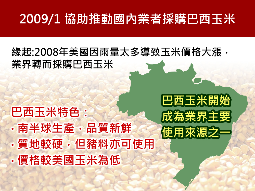 2009/1 推動採購巴西玉米